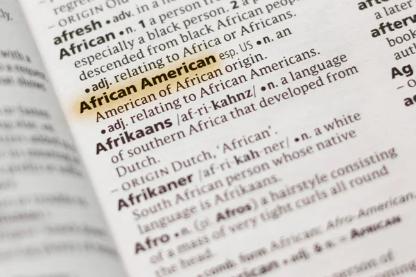 Palabra Frase Afroamericana Diccionario Resaltado Con Marcador —  Fotos de Stock