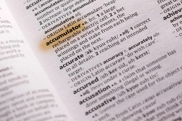Mot Phrase Accumulateur Dans Dictionnaire Surligné Marqueur — Photo