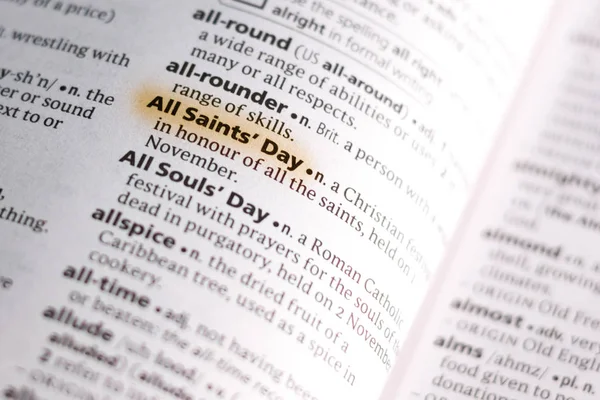 Word Phrase All Saint Day Dictionary Highlighted Marker — стоковое фото