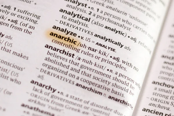 Słowo Lub Frazę Anarchic Słowniku Wyróżnione Markerem — Zdjęcie stockowe
