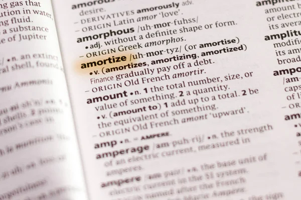 Λέξη Φράση Amortize Ένα Λεξικό Που Επισημαίνονται Μαρκαδόρο — Φωτογραφία Αρχείου