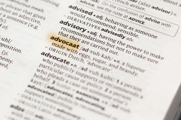 Λέξη Φράση Advocaat Ένα Λεξικό Επισημαίνονται Μαρκαδόρο — Φωτογραφία Αρχείου