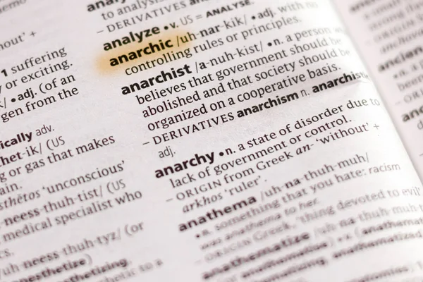 Word Phrase Anarchic Dictionary Highlighted Marker — Stock Photo, Image