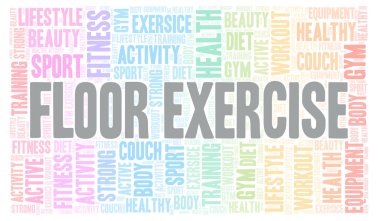 Kat egzersiz kelime bulutu. Yalnızca metin ile yapılan Wordcloud.