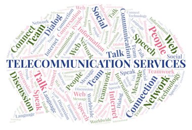 Telekomünikasyon hizmetleri kelime bulutu. Yalnızca metin ile yapılan Wordcloud.