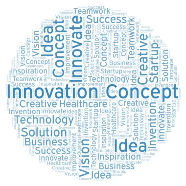 Yenilik kavramı kelime bulutu, yalnızca metin ile yapılan