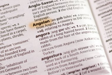 Sözcük veya tümceciğin marker ile vurgulanan bir sözlük Angola.