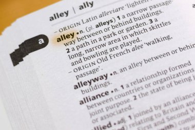 Sözcüğün veya tümceciğin bir sözlük sokakta marker ile vurgulanan.