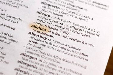 Sözcük veya tümceciğin marker ile vurgulanan bir sözlük Elhamdülillah.