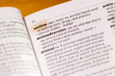 Sözcük veya tümceciğin marker ile vurgulanan bir sözlük Anline.