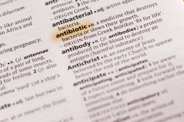 Sözcük veya tümceciğin marker ile vurgulanan bir sözlük antibiyotik.