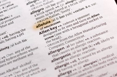 Sözcük veya tümceciğin marker ile vurgulanan bir sözlük Elhamdülillah.