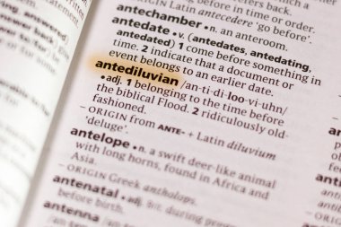 Vurgulanan sözcük veya tümcecik Sözlükteki Antediluvian marker ile.