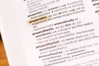 Sözcük veya tümceciğin Anaerobic marker ile vurgulanan bir sözlük.