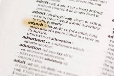 Sözcük veya tümceciğin marker ile vurgulanan bir sözlük Adsorb.