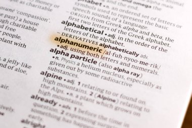 Sözcük veya tümceciğin alfasayısal marker ile vurgulanan bir sözlük.