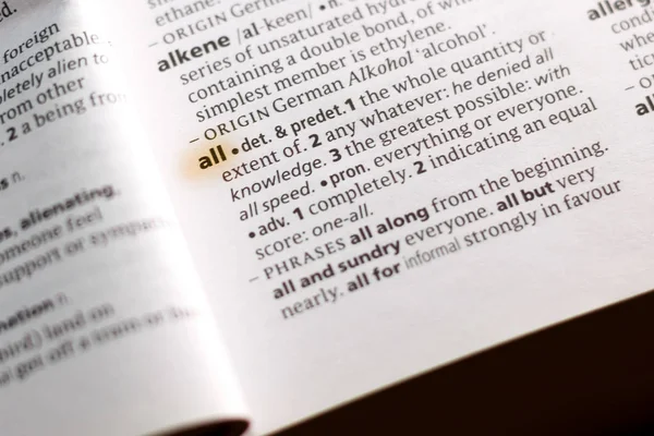 Word Phrase All Dictionary Highlighted Marker — Stok fotoğraf