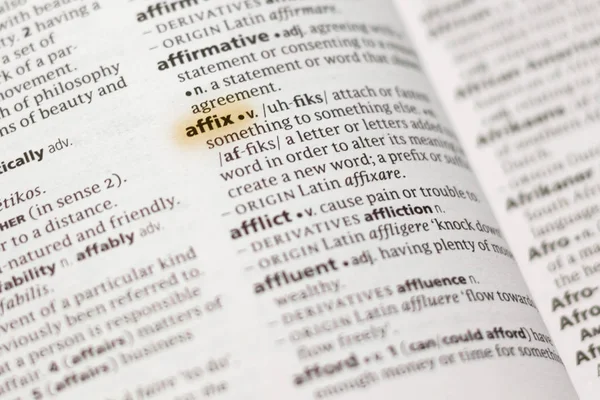 Word Phrase Affix Dictionary Highlighted Marker — Stock Photo, Image