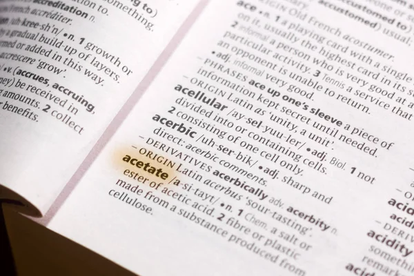 Het Woord Woordgroep Acetaat Een Woordenboek Gemarkeerd Met Marker — Stockfoto
