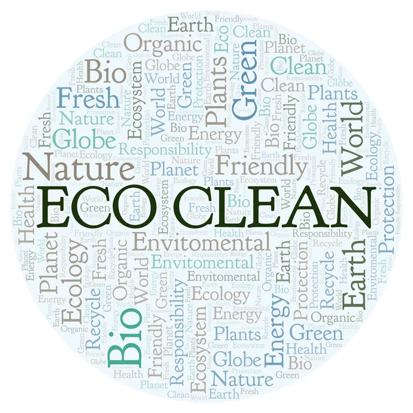 Eco Clean Slovo Mrak Wordcloud Pouze Text — Stock fotografie