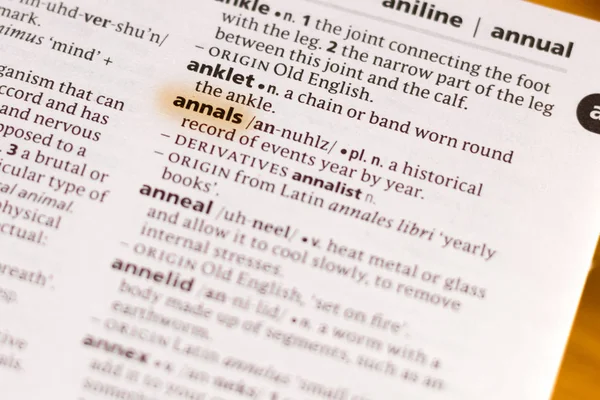 Word Phrase Annals Dictionary Highlighted Marker — Stock Photo, Image