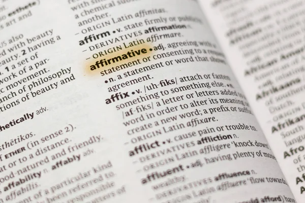 Word Phrase Affirmative Dictionary Highlighted Marker — Stock Photo, Image