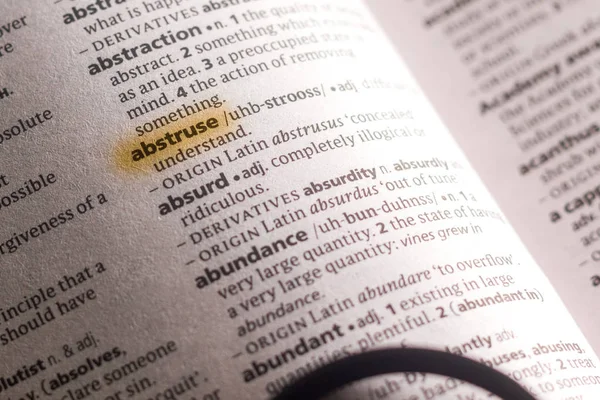 Mot Phrase Abstruse Dans Dictionnaire Surligné Avec Marqueur — Photo