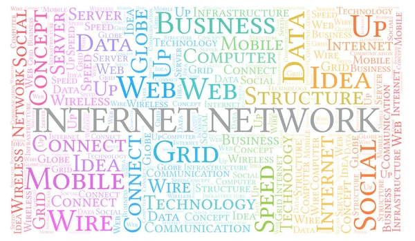 Internet Network Word Cloud Nuvola Parole Fatta Solo Con Testo — Foto Stock