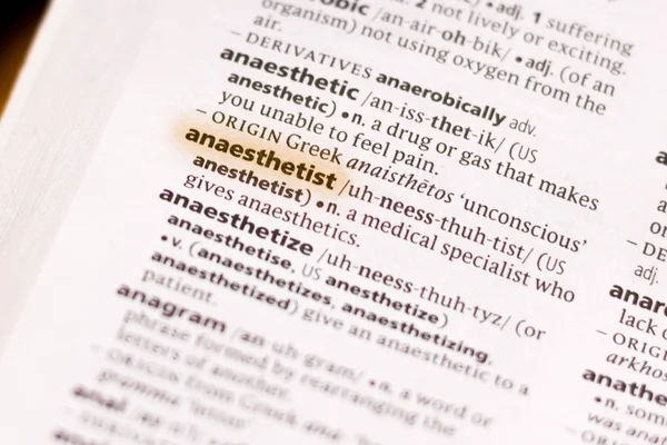 Word Phrase Anaesthetist Dictionary Highlighted Marker — Stock Photo, Image