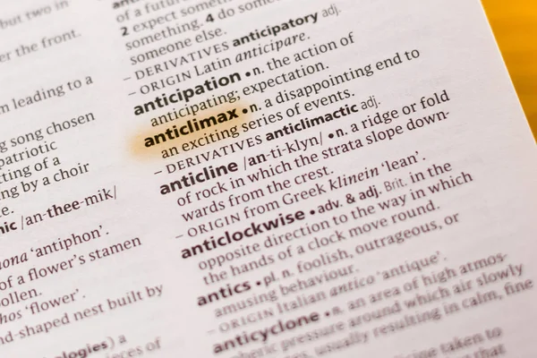 Word Phrase Anticlimax Dictionary Highlighted Marker — Stock Photo, Image