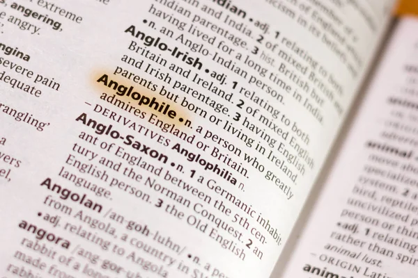 Word Phrase Anglophile Dictionary Highlighted Marker — Stock Photo, Image
