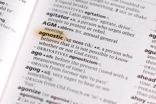 Word Phrase Agnostic Dictionary Highlighted Marker — Stock Photo, Image