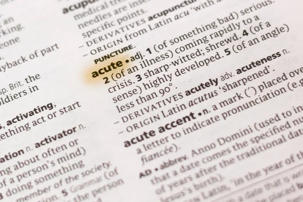 Word Phrase Acute Dictionary Highlighted Marker — Φωτογραφία Αρχείου