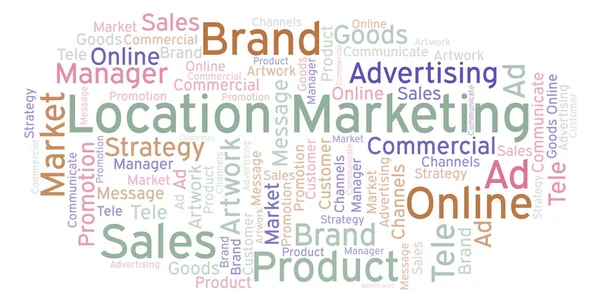 Nube Palabras Con Marketing Ubicación Texto Wordcloud Hecho Solo Con — Foto de Stock