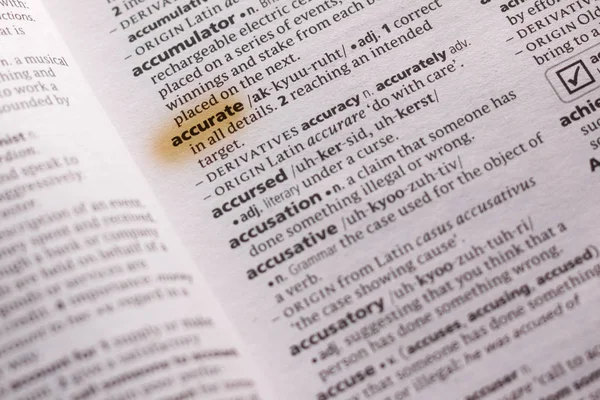 Word Phrase Accurate Dictionary Highlighted Marker — Stock Photo, Image