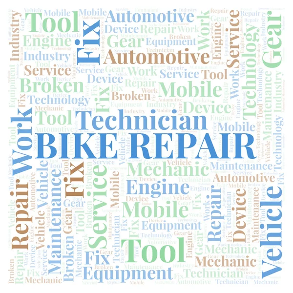 Bike Opravy Slovo Mrak Wordcloud Pouze Text — Stock fotografie