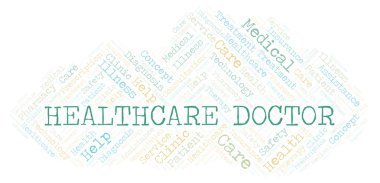 Sağlık doktor kelime bulutu. Yalnızca metin ile yapılan Wordcloud.