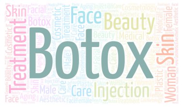 Botox yatay kelime bulutu. Yalnızca metin ile yapılan Wordcloud.