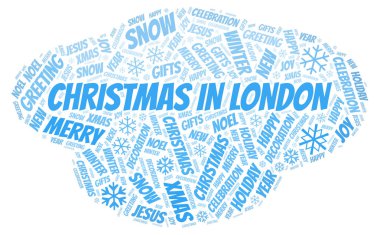 Noel Londra kelime bulutu. Yalnızca metin ile yapılan Wordcloud.