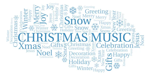 Christmas Music Nuvem Palavras Wordcloud Feito Apenas Com Texto — Fotografia de Stock