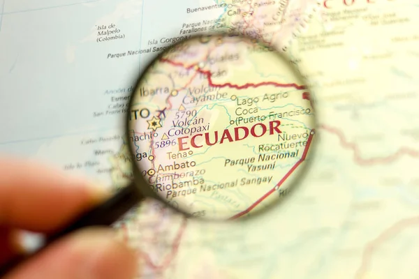 Ivanovsk, Russia - November 24, 2018: Ecuador on the map of the world