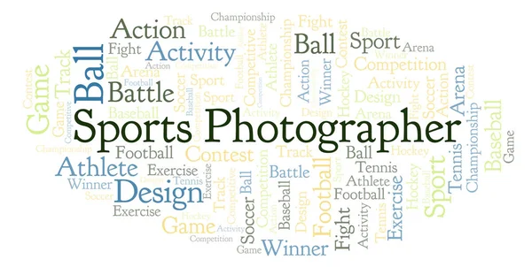 Sportowe Fotograf Słowo Cloud Wykonane Tylko Tekst — Zdjęcie stockowe