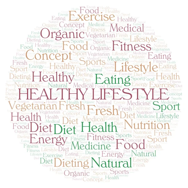 Healthy Lifestyle Word Cloud Wordcloud Made Text Only — Stock Photo, Image