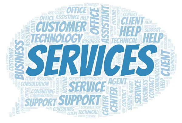 Servicios Nube Palabras Wordcloud Hecho Solo Con Texto —  Fotos de Stock