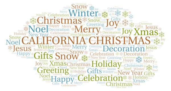 California Christmas word cloud. Wordcloud made with text only.