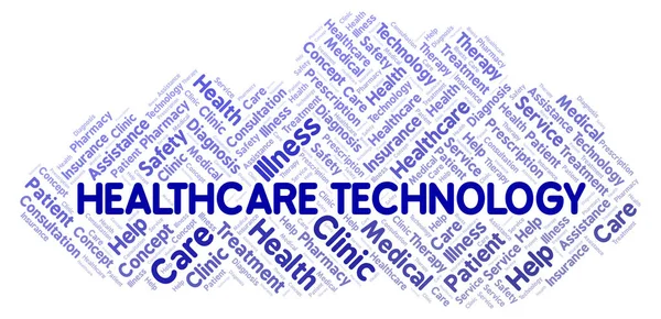 Egészségügyi Technológia Szó Felhő Wordcloud Készült Csak Szöveg — Stock Fotó
