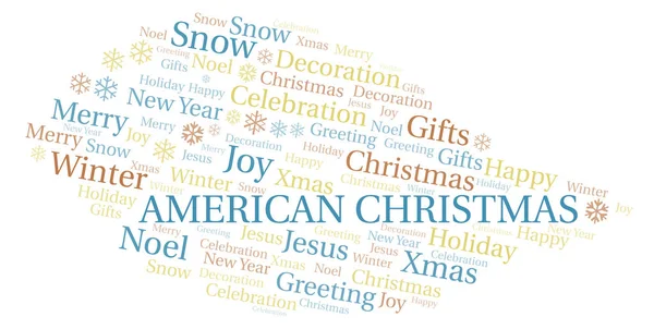 American Christmas word cloud. Wordcloud made with text only.