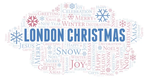 Londra Noel kelime bulutu. Yalnızca metin ile yapılan Wordcloud.