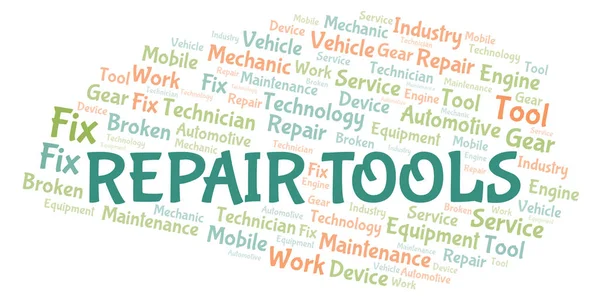 Reparatie Tools Word Cloud Wordcloud Gemaakt Met Alleen Tekst — Stockfoto