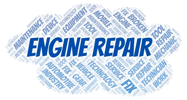 Motor Reparação Nuvem Palavras Wordcloud Feito Apenas Com Texto — Fotografia de Stock